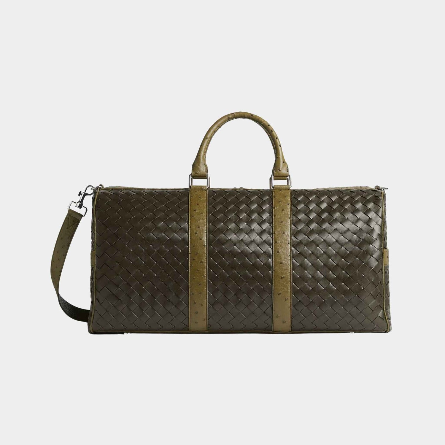 Cabin Duffle Intrecciato Leather With Ostrich Trims