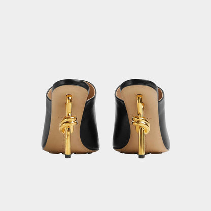 Knot High-Heel Mule Lambskin Gold Metal Knot Heel