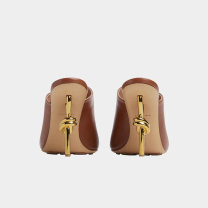 Knot High-Heel Mule Lambskin Gold Metal Knot Heel