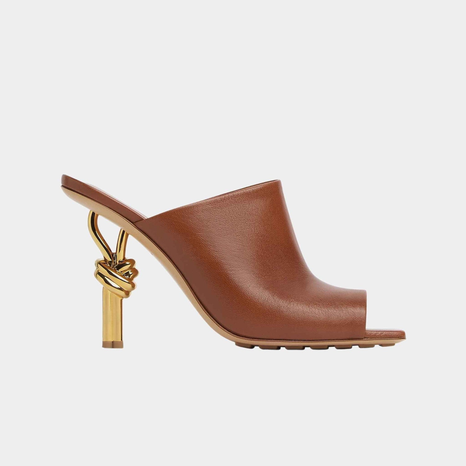 Knot High-Heel Mule Lambskin Gold Metal Knot Heel