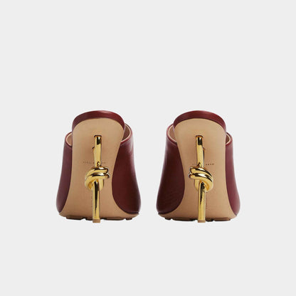 Knot High-Heel Mule Lambskin Gold Metal Knot Heel