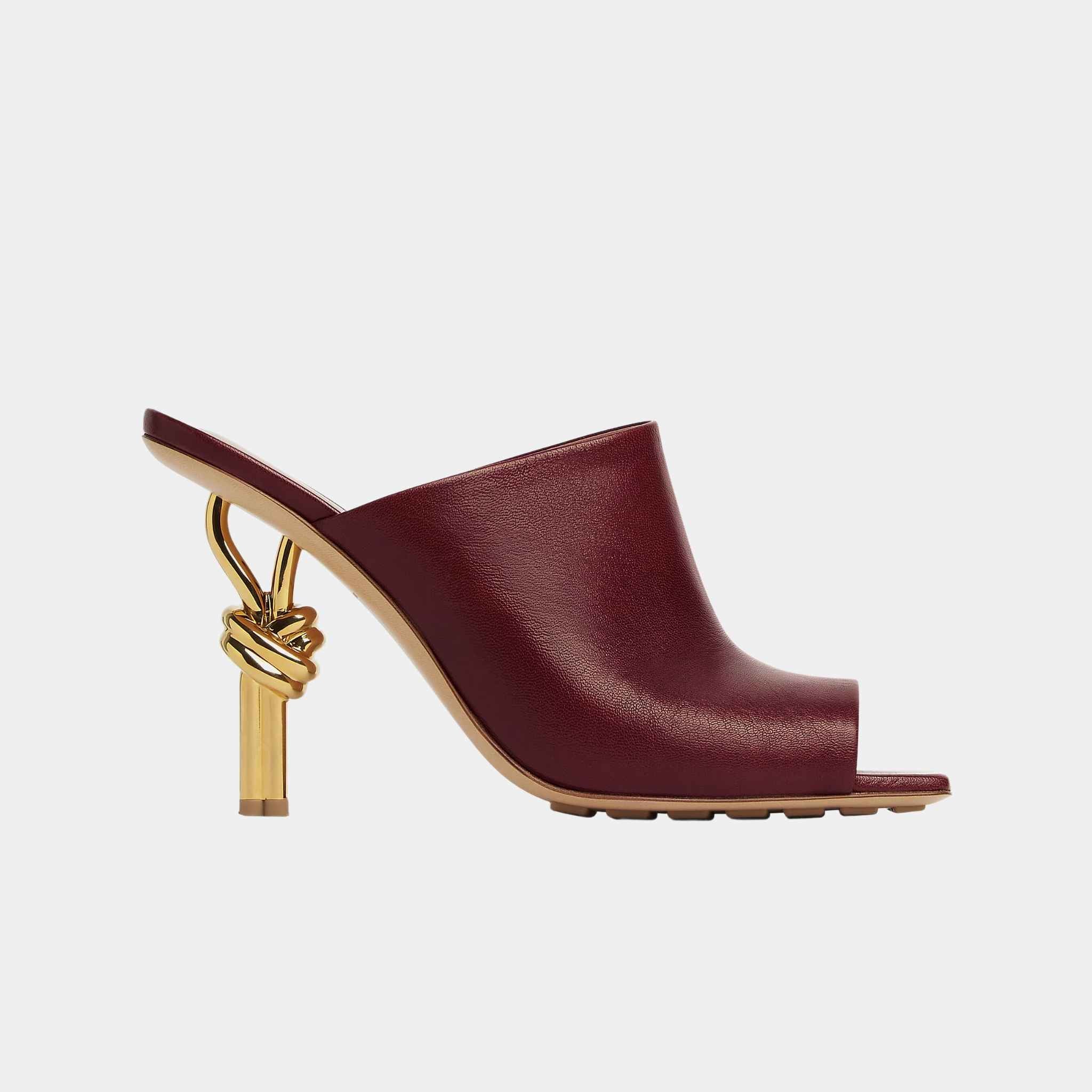 Knot High-Heel Mule Lambskin Gold Metal Knot Heel