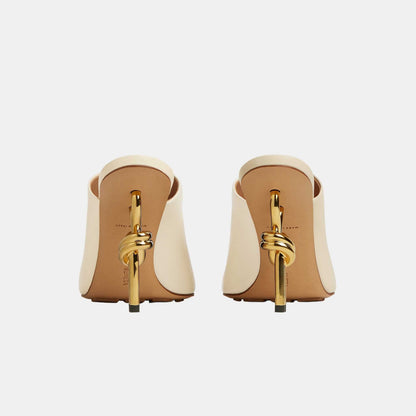Knot High-Heel Mule Lambskin Gold Metal Knot Heel