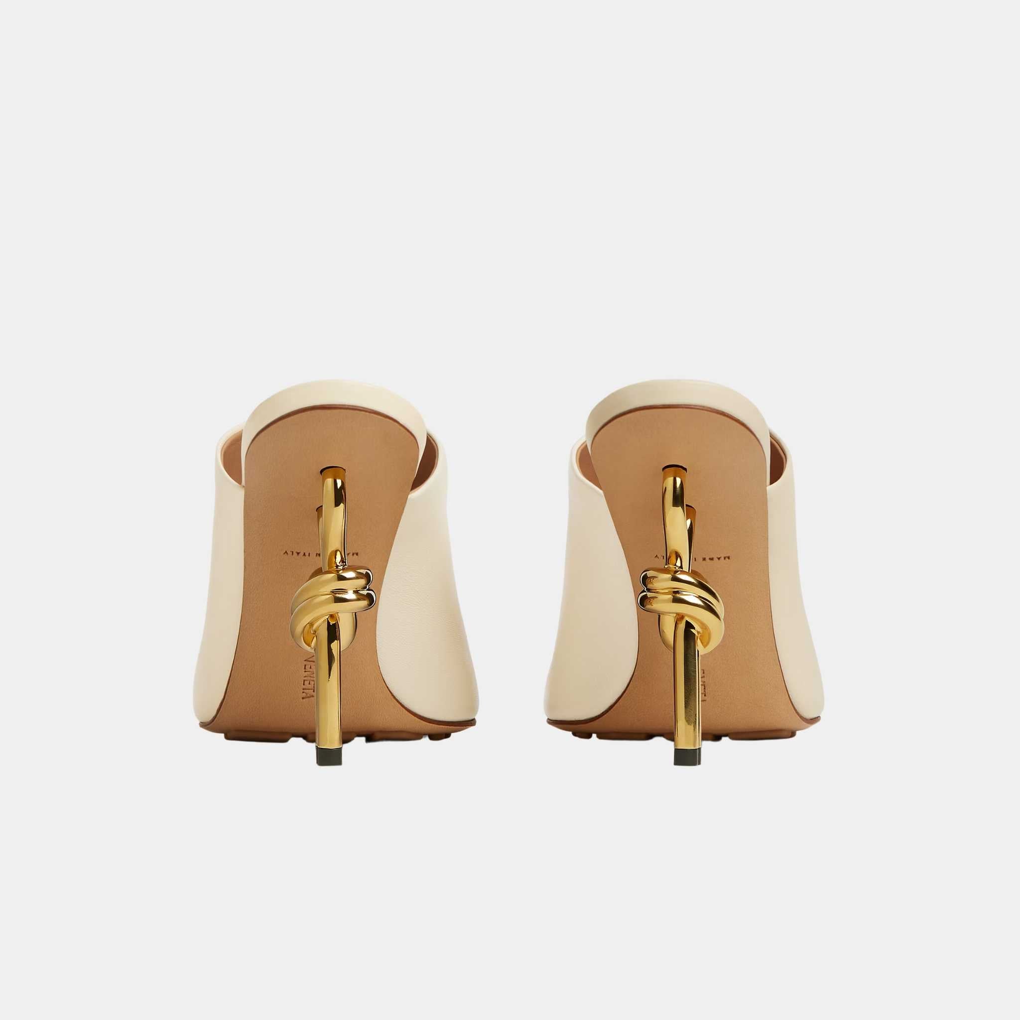 Knot High-Heel Mule Lambskin Gold Metal Knot Heel