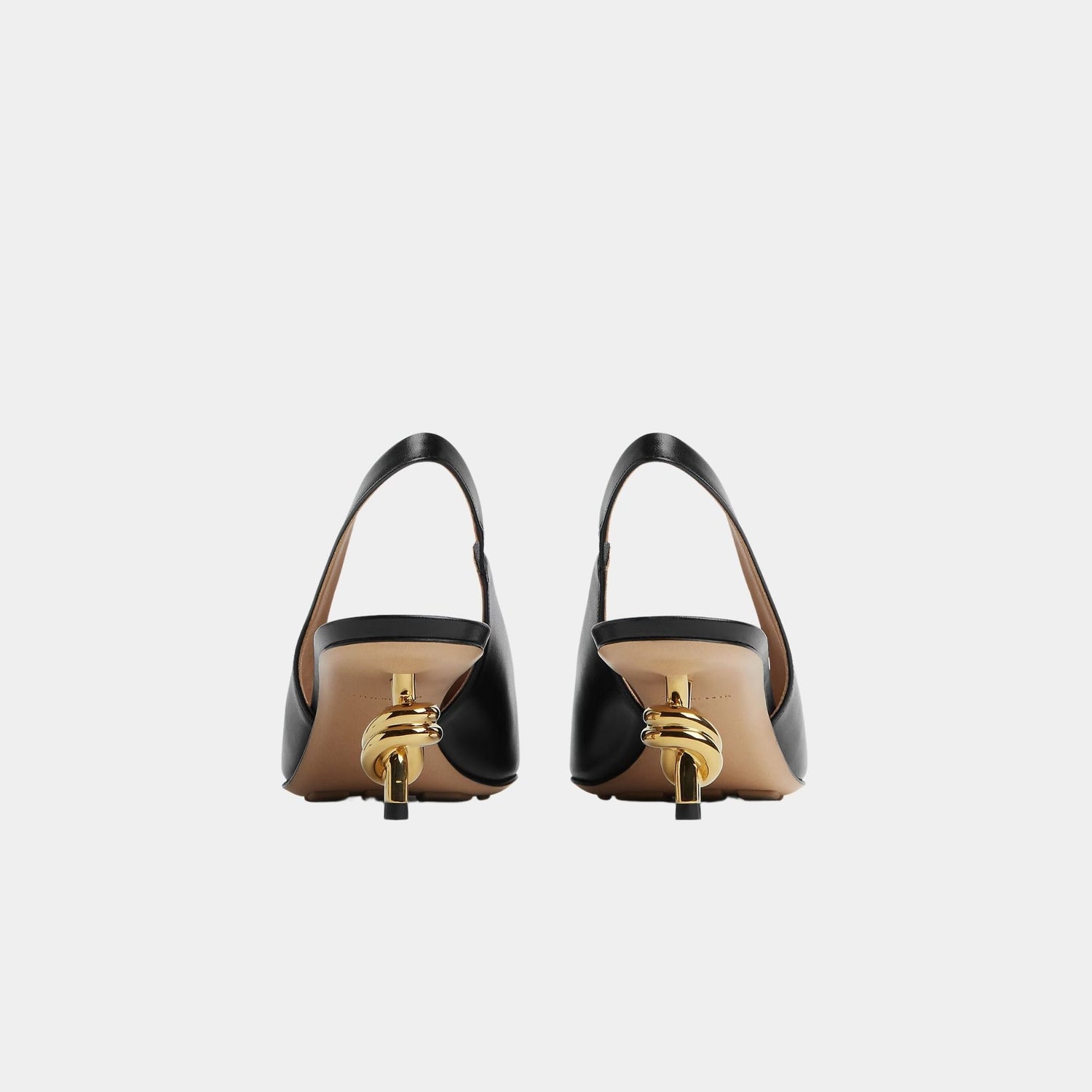 Knot Leather Slingback Pump Mid Heel