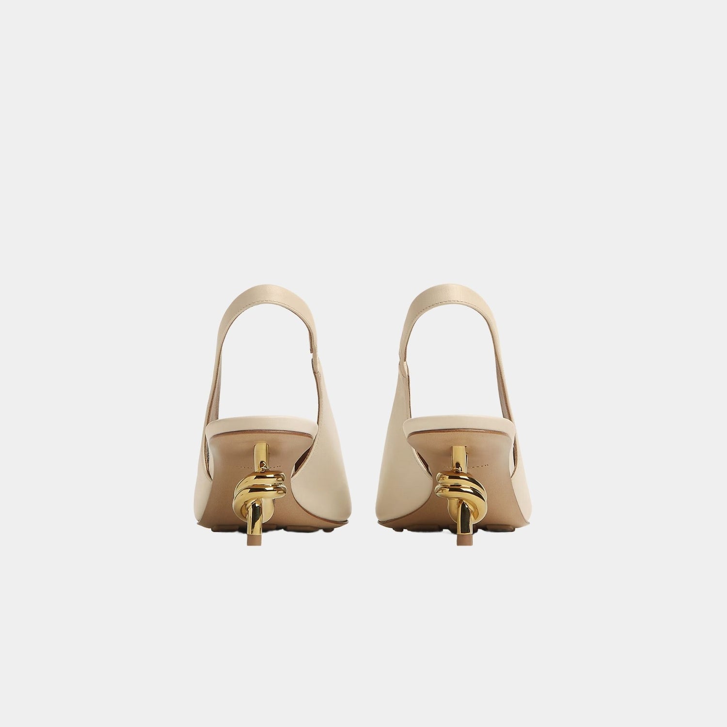 Knot Leather Slingback Pump Mid Heel