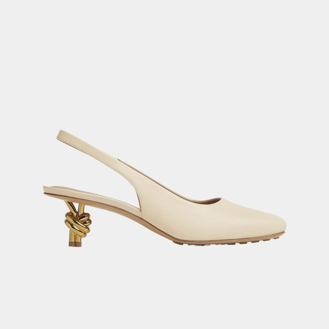 Knot Leather Slingback Pump Mid Heel