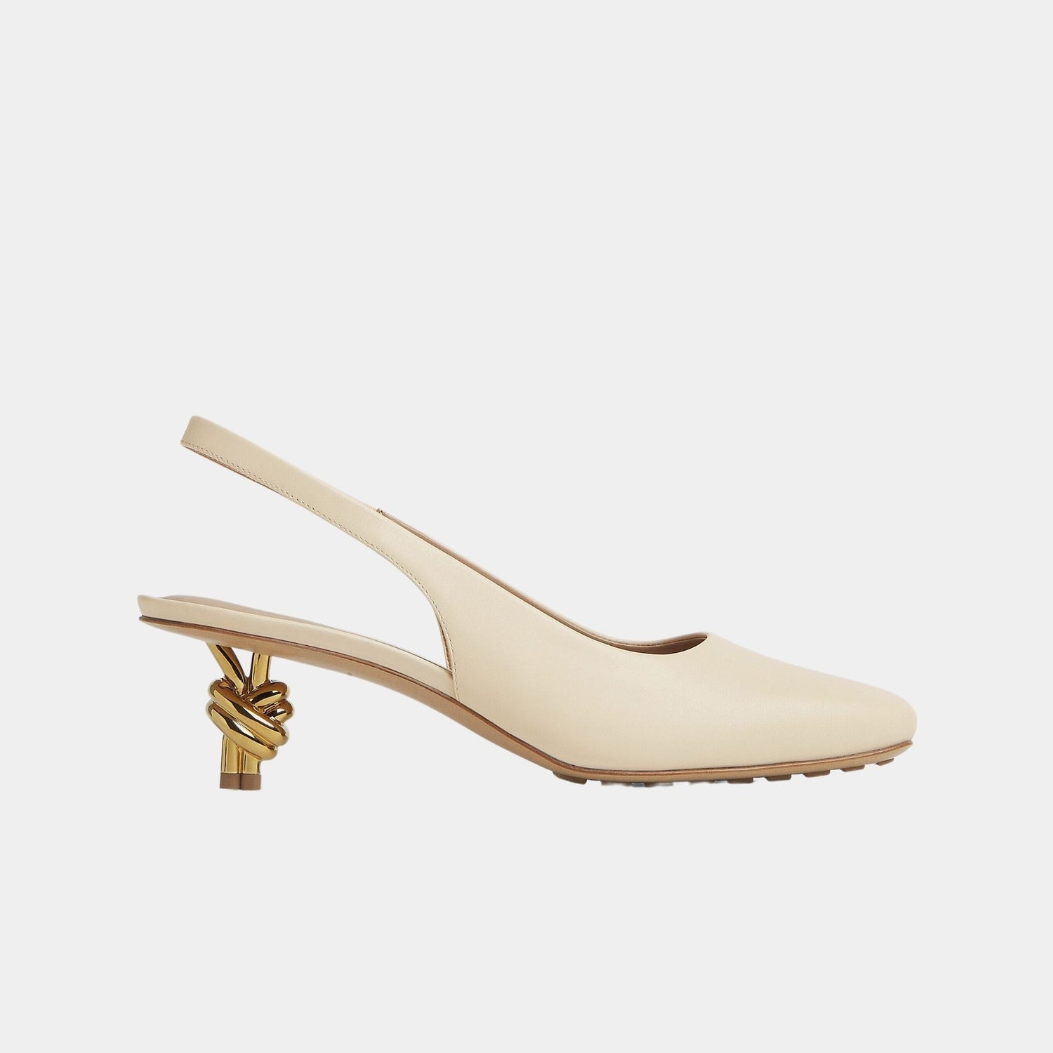 Knot Leather Slingback Pump Mid Heel