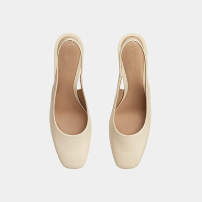 Knot Leather Slingback Pump Mid Heel
