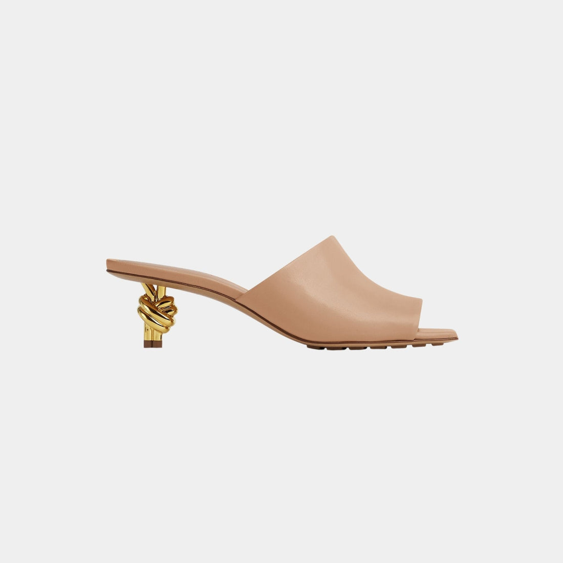 Knot Mule Lambskin with Gold Finished Metal Mid Heel