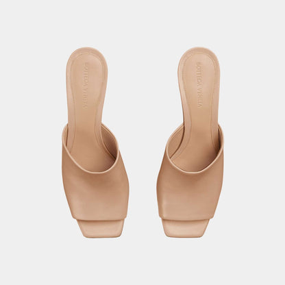 Knot Mule Lambskin with Gold Finished Metal Mid Heel