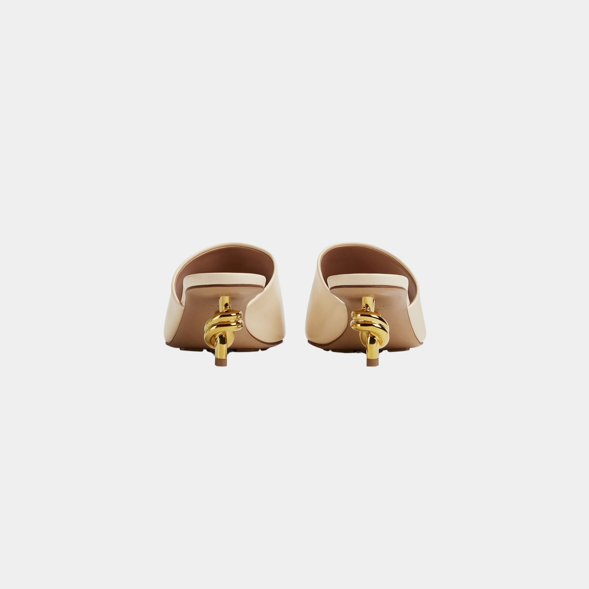 Knot Mule Lambskin with Gold Finished Metal Mid Heel