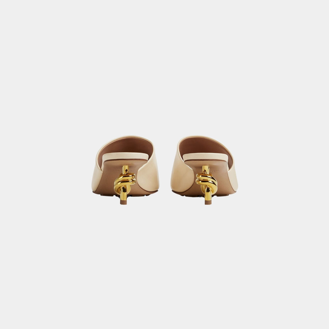Knot Mule Lambskin with Gold Finished Metal Mid Heel