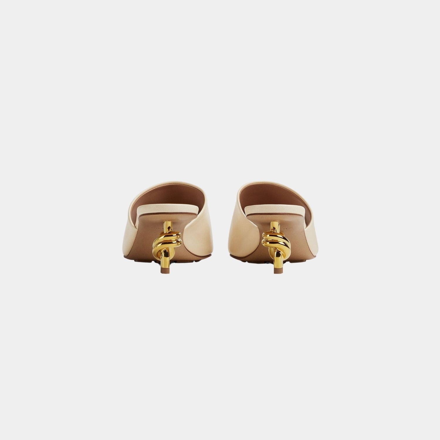 Knot Mule Lambskin with Gold Finished Metal Mid Heel