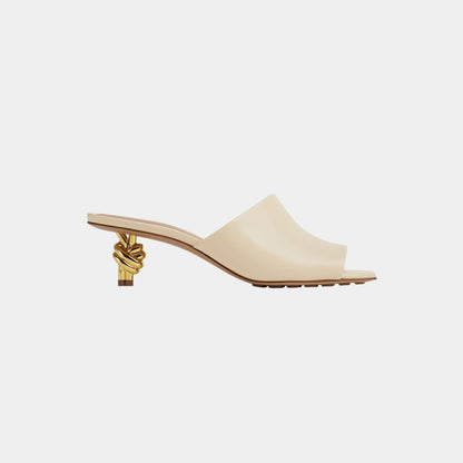 Knot Mule Lambskin with Gold Finished Metal Mid Heel