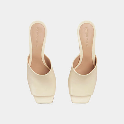 Knot Mule Lambskin with Gold Finished Metal Mid Heel
