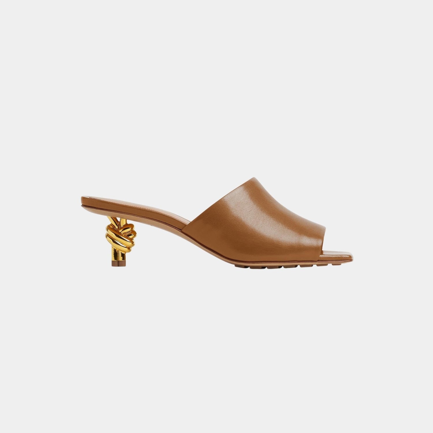 Knot Mule Lambskin with Gold Finished Metal Mid Heel