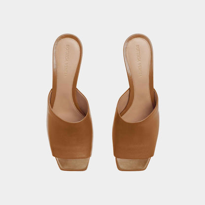 Knot Mule Lambskin with Gold Finished Metal Mid Heel