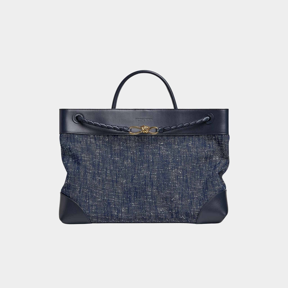 Large Andiamo Denim Boucle Calfskin Leather Handbag