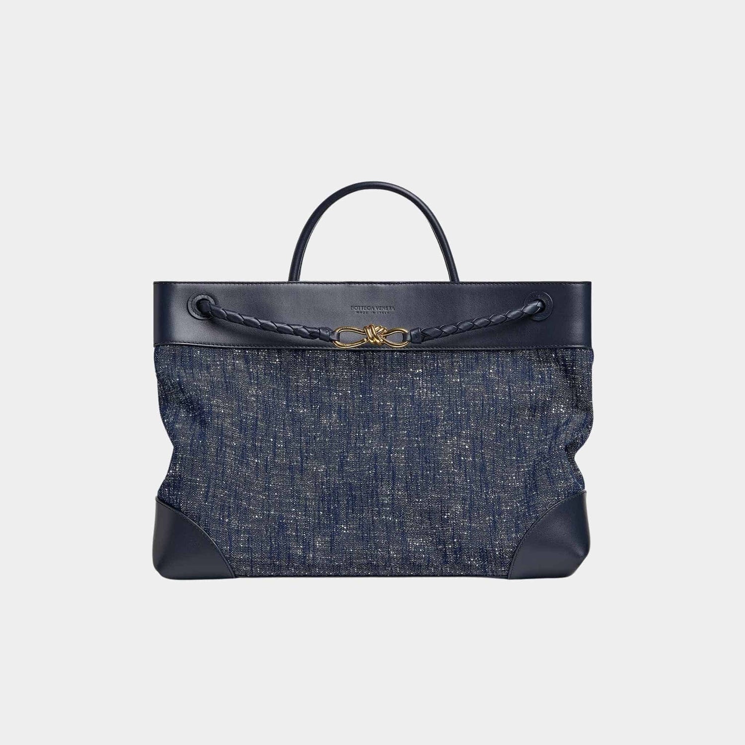 Large Andiamo Denim Boucle Calfskin Leather Handbag