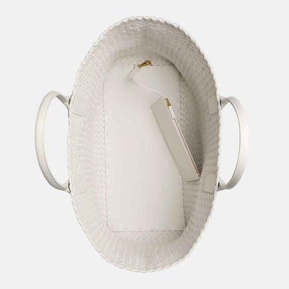 Large Cabat Tote in White &amp; Dark Red Leather