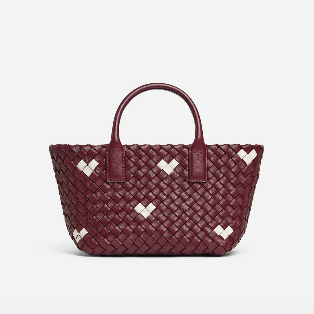Mini Cabat Intreccio Leather Tote Bag Barolo White