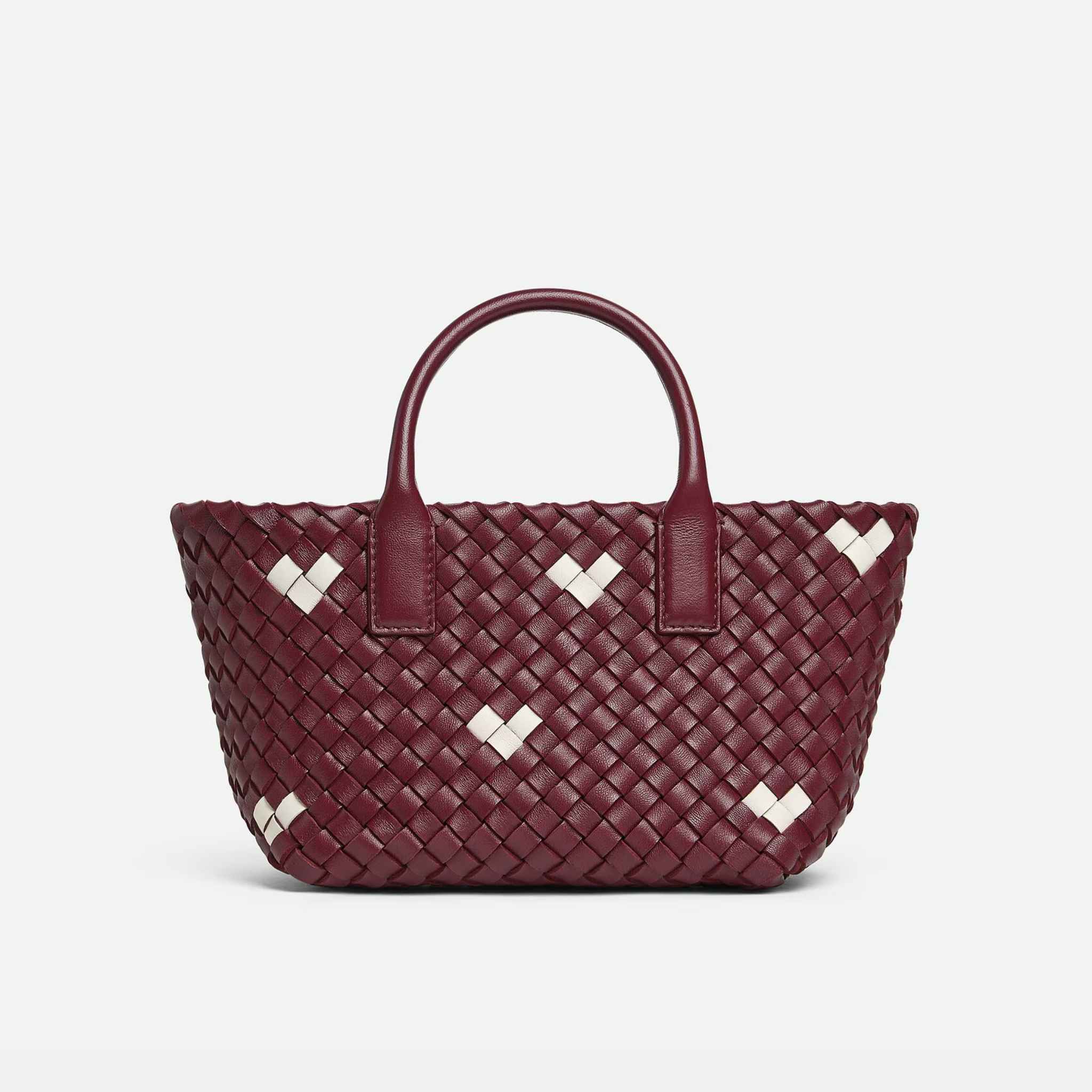Mini Cabat Intreccio Leather Tote Bag Barolo White