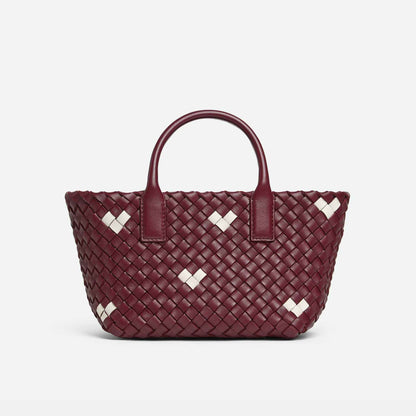 Mini Cabat Intreccio Leather Tote Bag Barolo White