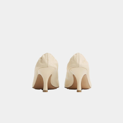 Sharp Chain Crinkled Calfskin Pump