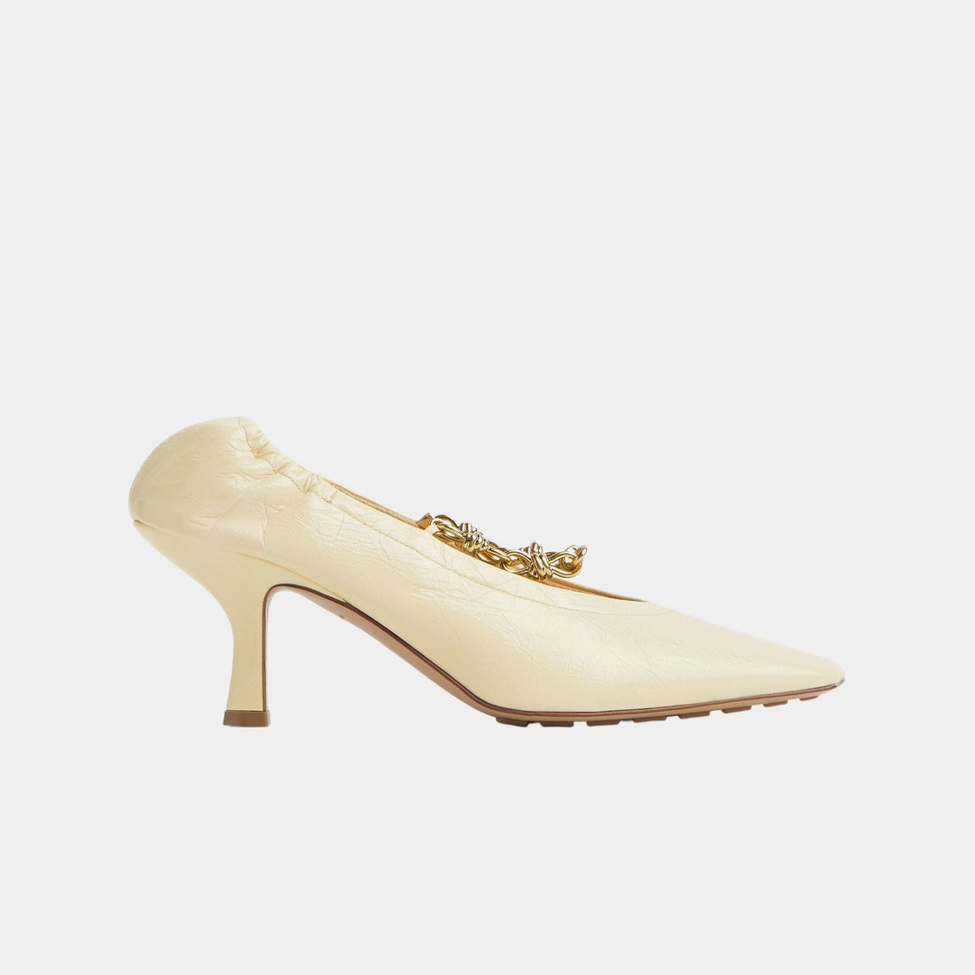 Sharp Chain Crinkled Calfskin Pump