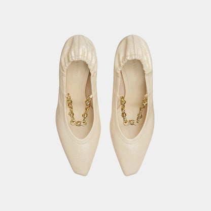 Sharp Chain Crinkled Calfskin Pump