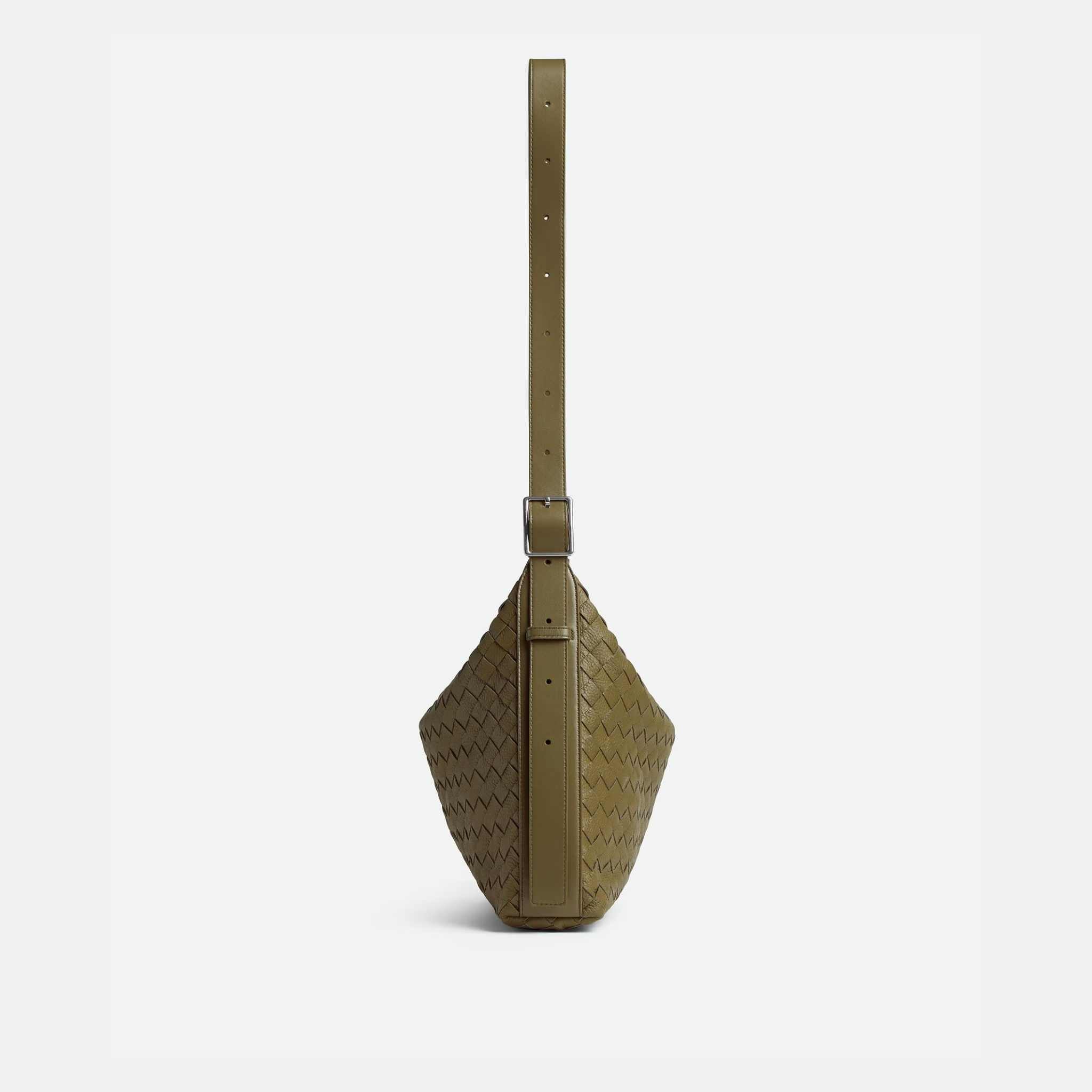 Small Traveler Hobo Bag In Intrecciato Deer Skin