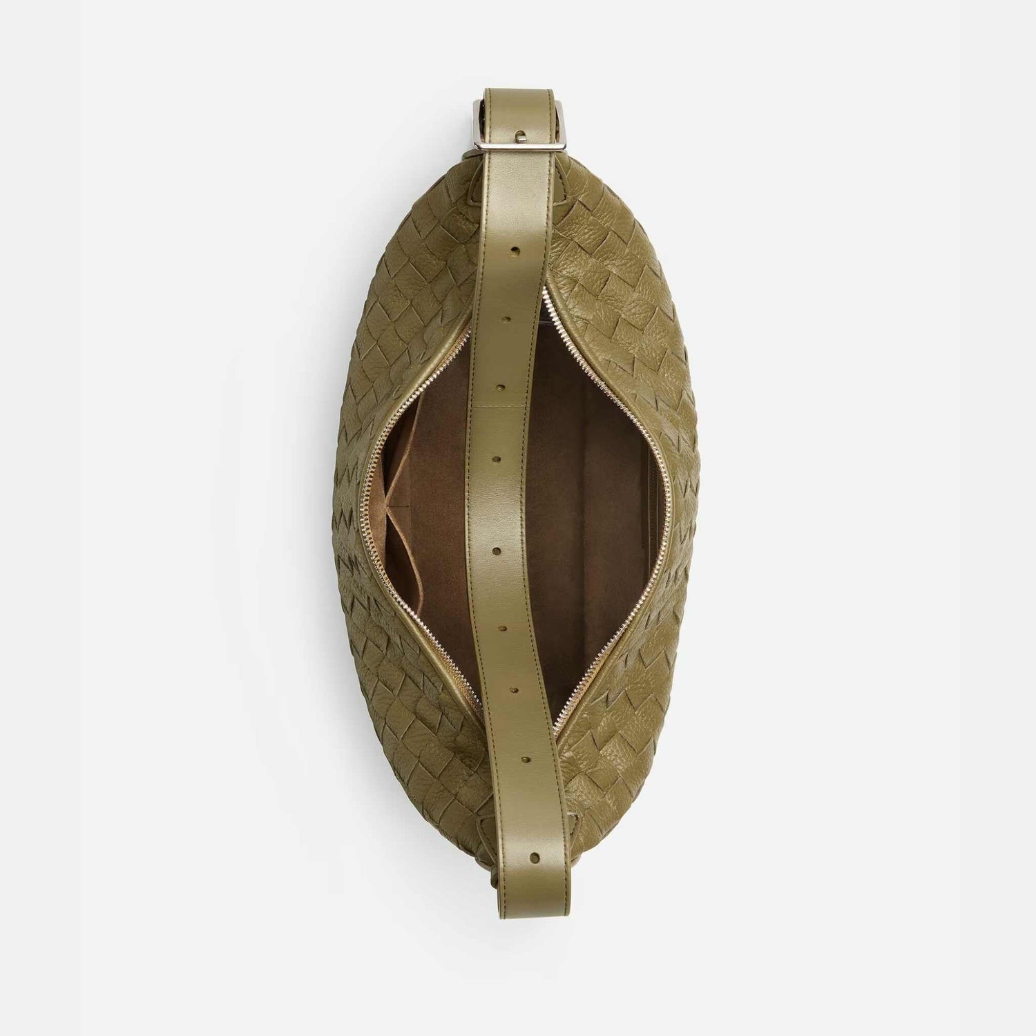 Small Traveler Hobo Bag In Intrecciato Deer Skin