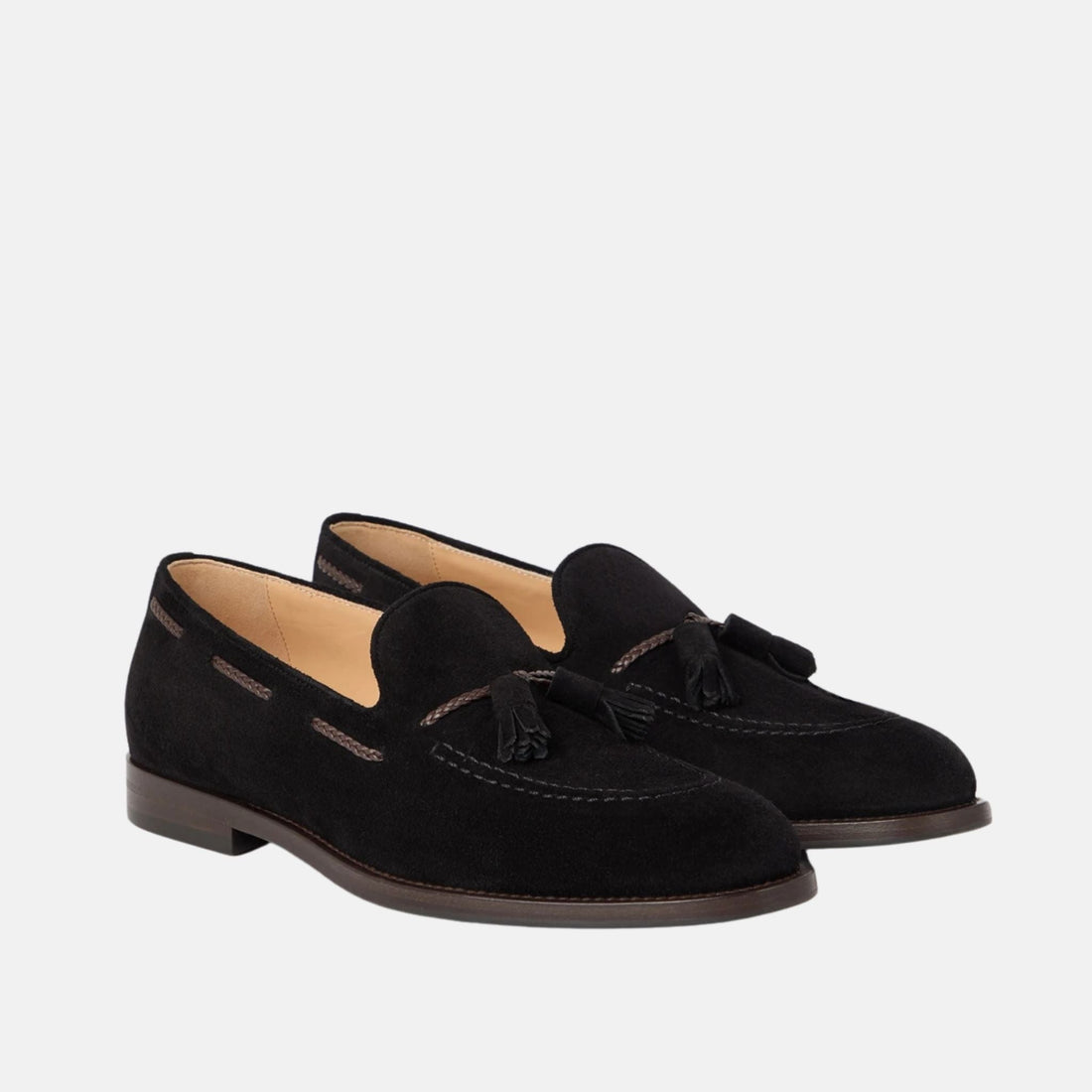 Suede Loafers With Tassels And Leather Lining