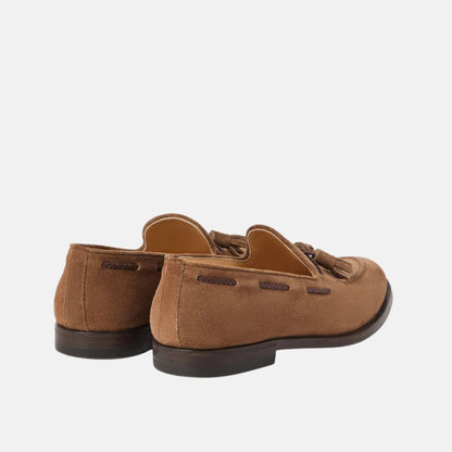 Suede Loafers With Tassels And Leather Lining