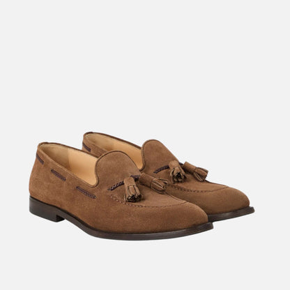 Suede Loafers With Tassels And Leather Lining