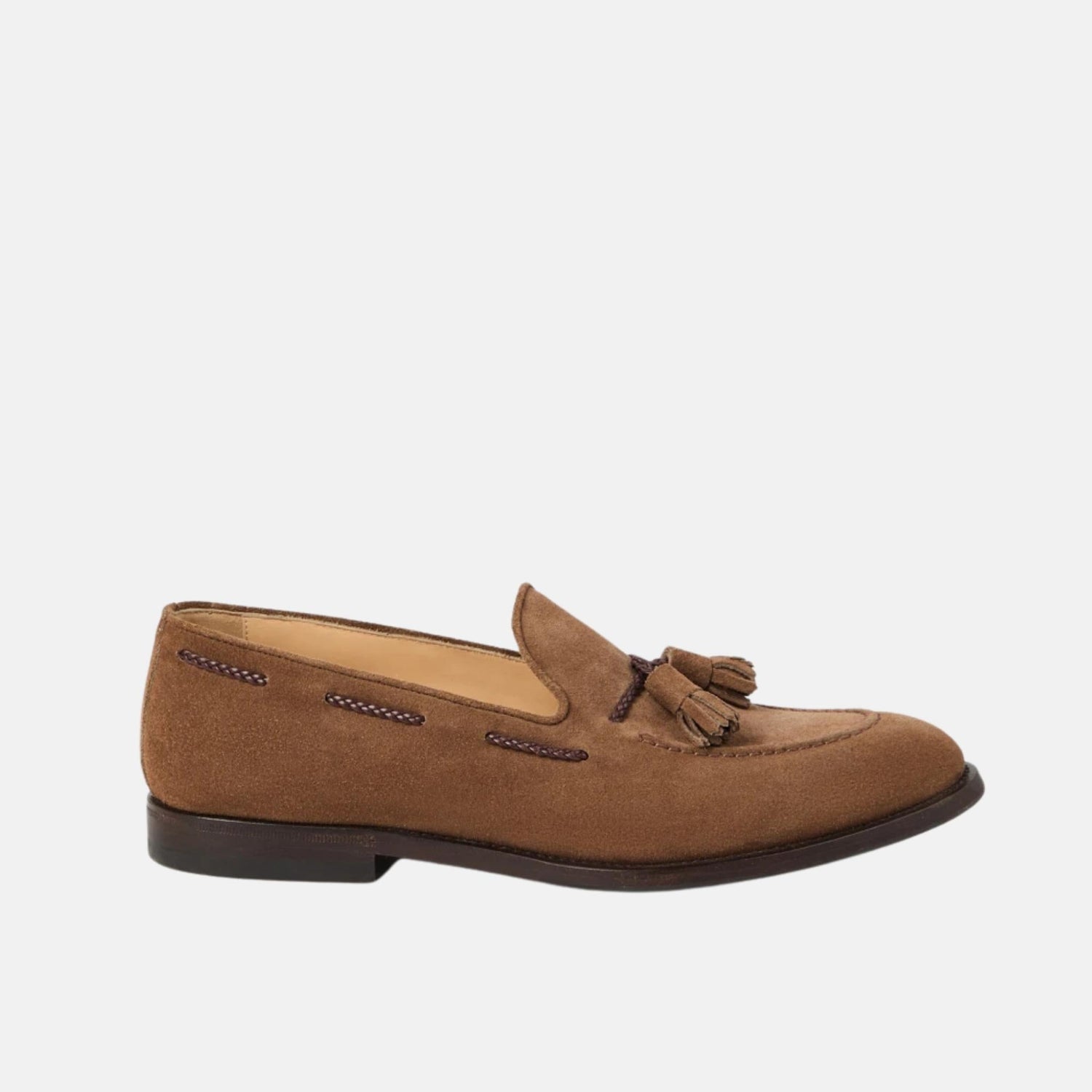 Suede Loafers With Tassels And Leather Lining