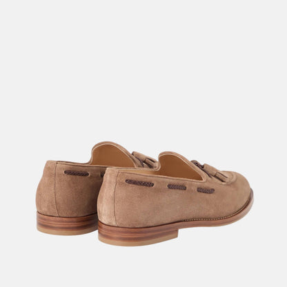Suede Loafers With Tassels And Leather Lining