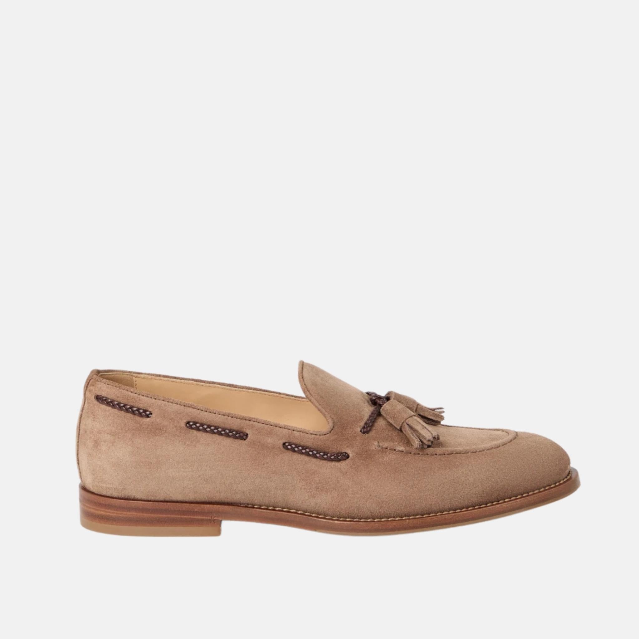 Suede Loafers With Tassels And Leather Lining