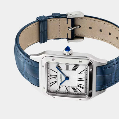 Santos-Dumont Steel - Leather 38x27.5mm WSSA0023