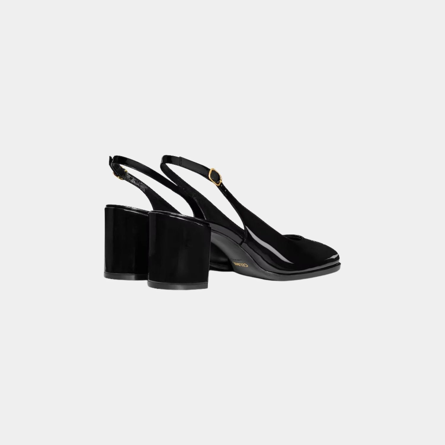 Celine Lily Perforated Triomphe Slingback in Patent Calfskin