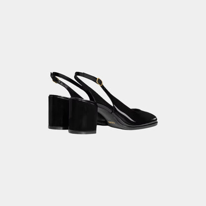 Celine Lily Perforated Triomphe Slingback in Patent Calfskin