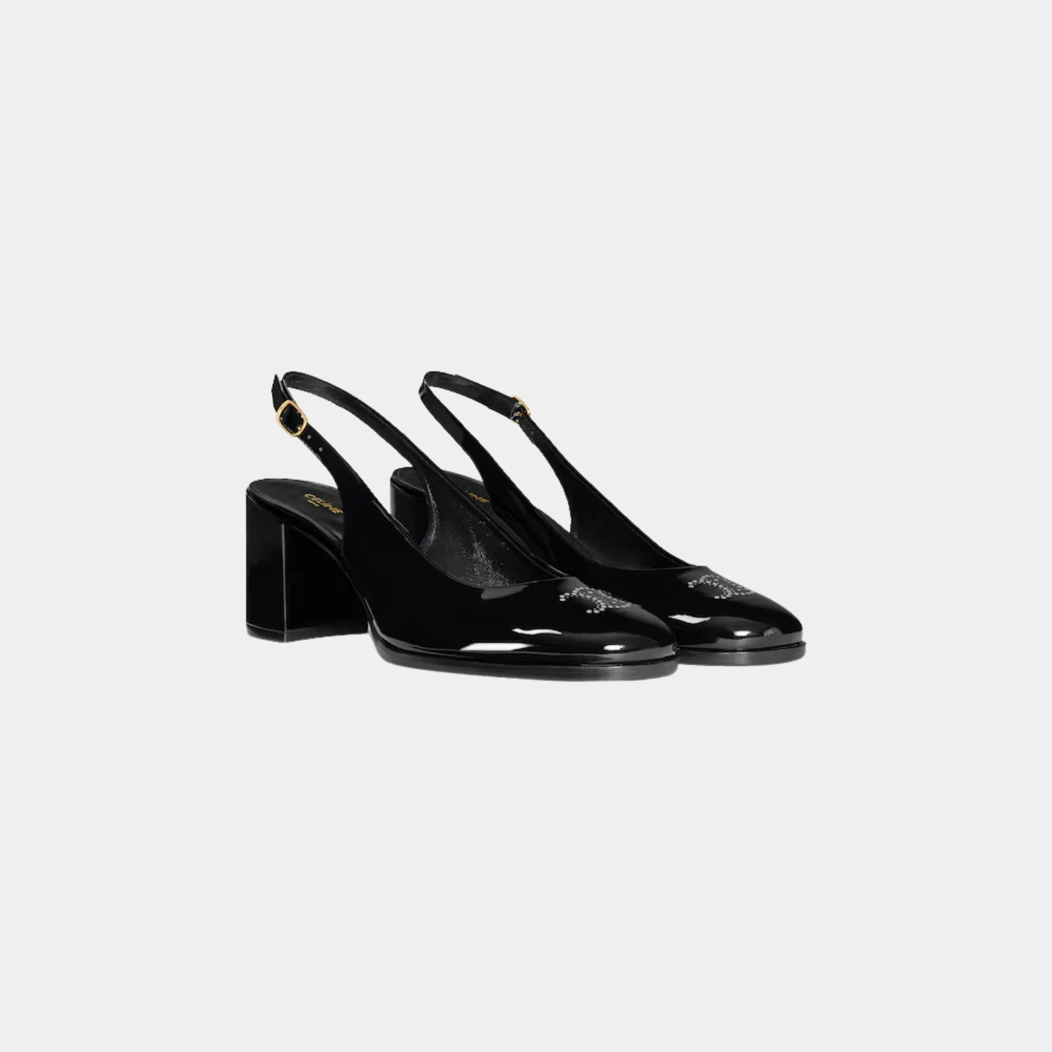 Celine Lily Perforated Triomphe Slingback in Patent Calfskin