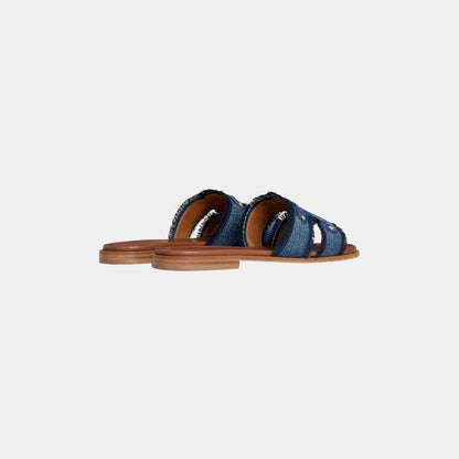 Celine Marina Fringed Mule in Denim