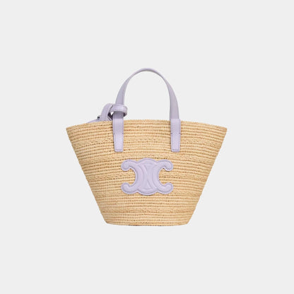 Nano Supple Celine Classic Panier in Raffia and Calfskin