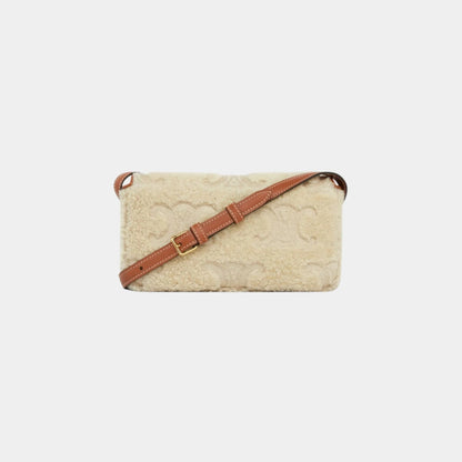 Shoulder Bag Claude Shearling with Triomphe Embroideries