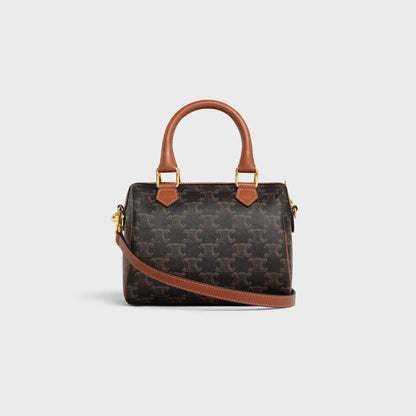 Small Boston Bag In Triomphe Canvas And Calfskin