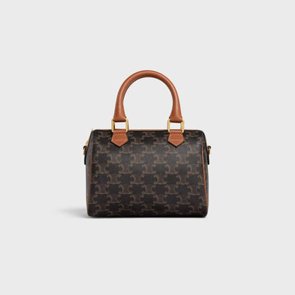 Small Boston Bag In Triomphe Canvas And Calfskin