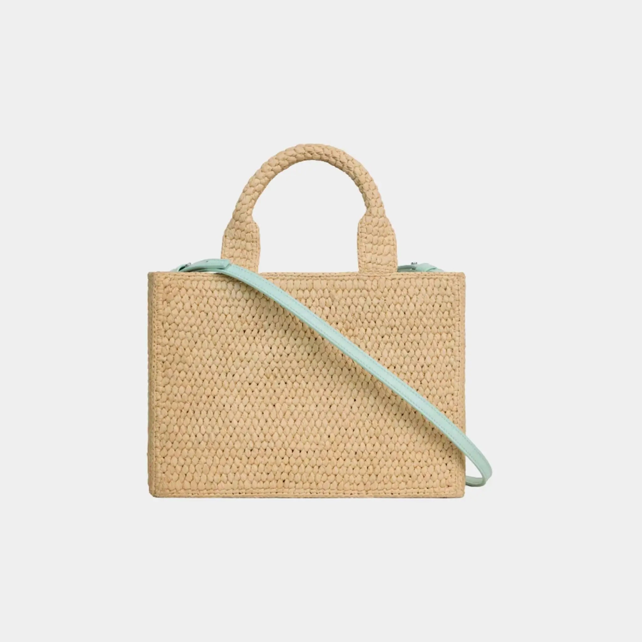 Small Cabas Thais in Raffia and Calfskin