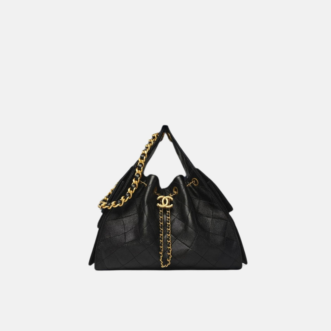 25 Large Handbag Grained Calfskin And Gold Tone Metal